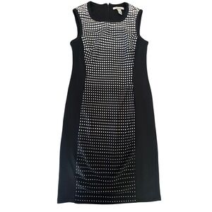 White House Black Market Dress Sleeveless Sheath Career Black‎ White Size 6